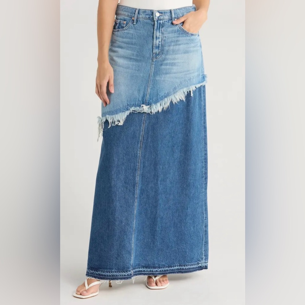 MOTHER The Dual Ditcher Denim Maxi Skirt